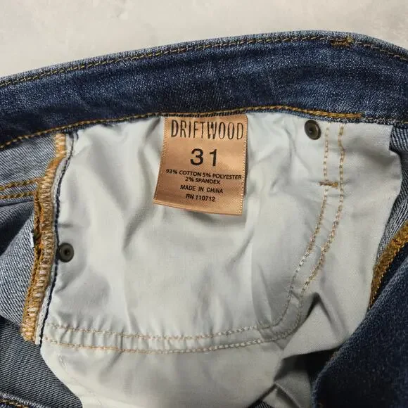 Driftwood Colette Jeans Floral Embroidered 31 (34x30) Raw Hem Denim READ - Picture 4 of 12